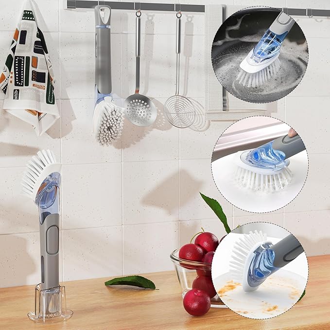Soap Dispensing Replacement Dish Brush Storage Set