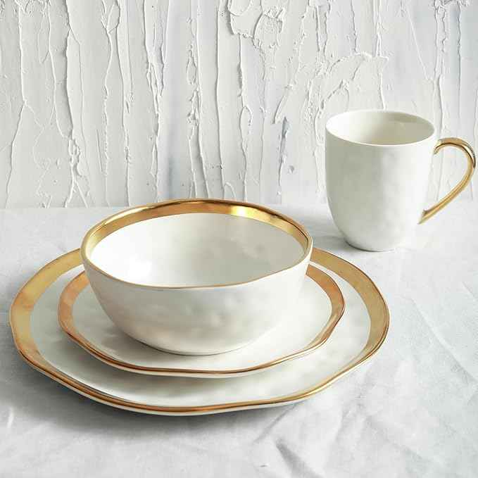 Stone Lain Florian Modern Porcelain Dish Set, 32-Piece Dishes for 8, White