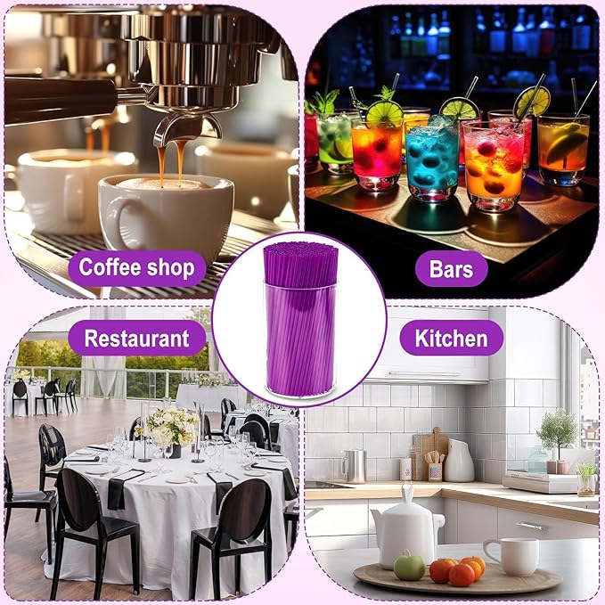 600 Pcs Purple Coffee Stirrers Stir Sticks Set - Acrylic Stir Stick Holder Cocktail Straws Bar Straws Drink Stirrers for Coffee Juice Whiskey Home Kitchen Party Supplies