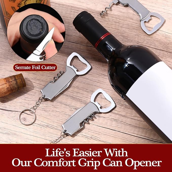 Hushee 24 Pcs Wine Opener Bulk with Foil Cutter Corkscrew Key 3 in 1 Red Bottle Opener Professional Stainless Steel Beer Corkscrew for Beverages Bartenders Summer Party(Wine Red)