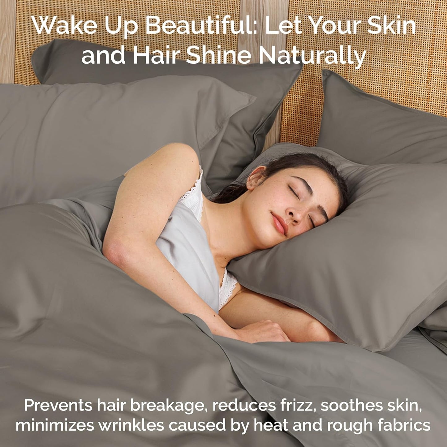 100% Viscose from Bamboo Sheets Queen Size, Super Soft Bedding Set, 4PC Cooling Sheets for Hot Sleepers, Vegan Silk Moisture Wicking, Organically Grown Bedsheet, Sand - 60" x 80"