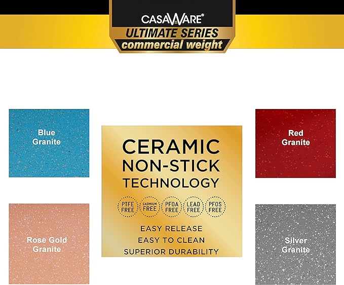 casaWare 13 x 9 x 1-Inch Ultimate Series Commercial Weight Ceramic Non-Stick Coating Cookie/Jelly Roll Pan (Blue Granite)