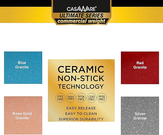 casaWare 2pc Ultimate Commercial Weight 15 x 10 x 1-Inch Cookie Sheet Set (Blue Granite)