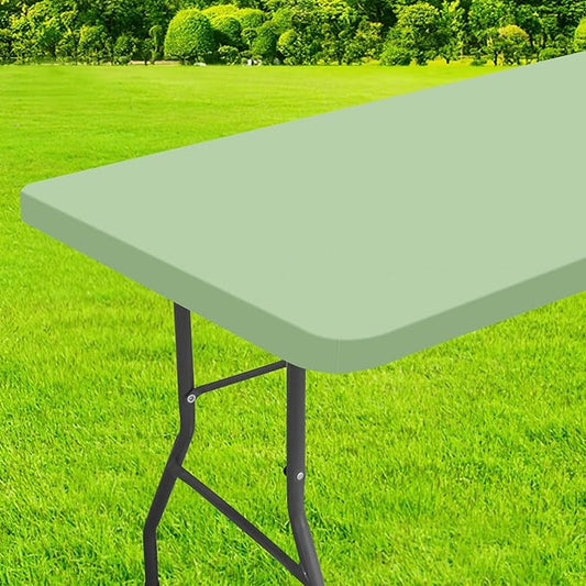 homing Rectangle Table Cloth Cover, Waterproof Polyester Elastic Fitted Tablecloth, Fits for 4 Foot Folding Tables, Washable Table Protector for Picnic, Camping, Outdoor (Green, 30" x 48")