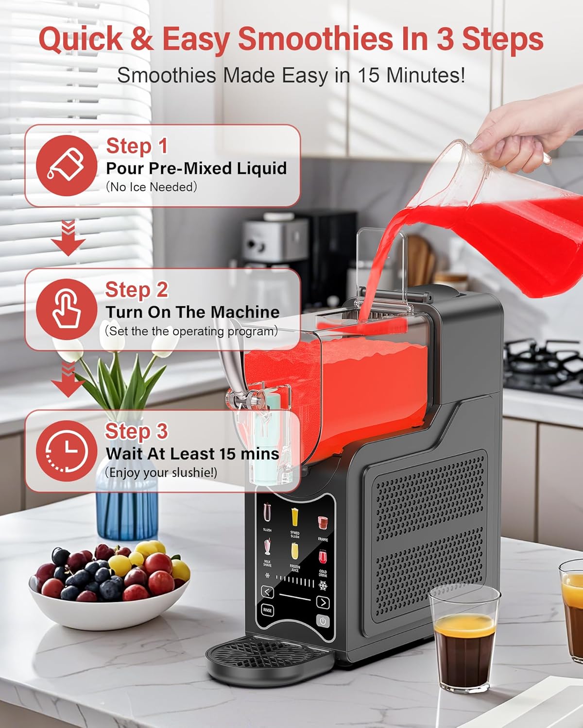 Slushy Maker, Home slush Machine,Premium Slushie Maker | Versatile All-in-One Machine with 5 Pre-Set Programs | Innovative Ice-Free Technology & Silent Auto-Clean