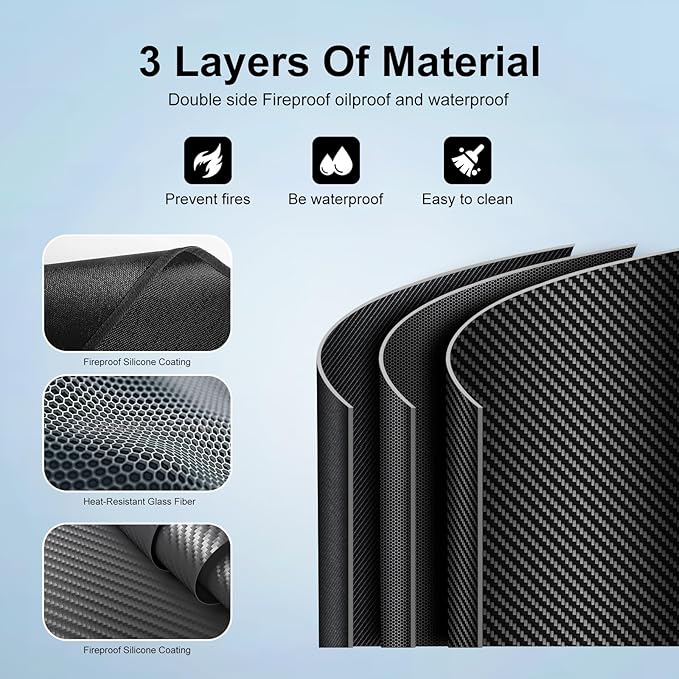 LETITIN Large 70x48 Inch Under Grill Mat for Outdoor Grill & Fire Pit - Fireproof Deck Protector Pad for Wood, Patio, Lawn - Oil-Proof Rubber Mat for Blackstone