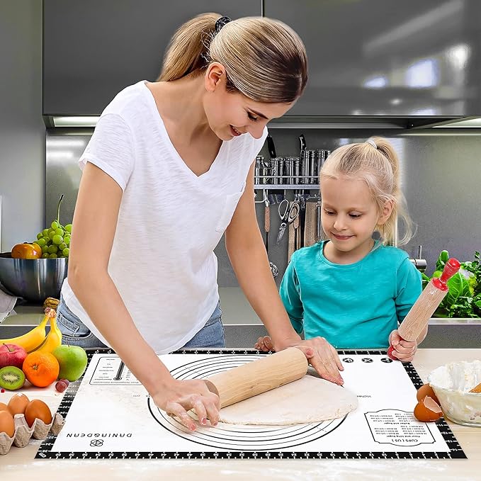 Silicone Baking Mat,26" x 16" Non-slip Dough Rolling Pastry Mat Non Stick Baking Sheet Mat with Measurement Cookies,Macarons,Bread