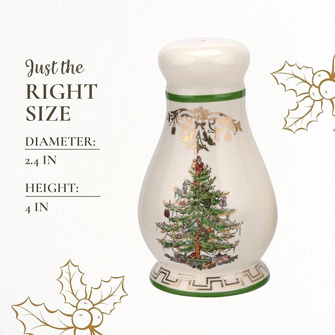Spode Christmas Tree Gold Salt & Pepper Shaker Set (2-Piece) - Holiday Kitchen & Table Décor - Festive Home Accent, Christmas Gift, Stocking Stuffer for Friends & Holiday Enthusiasts