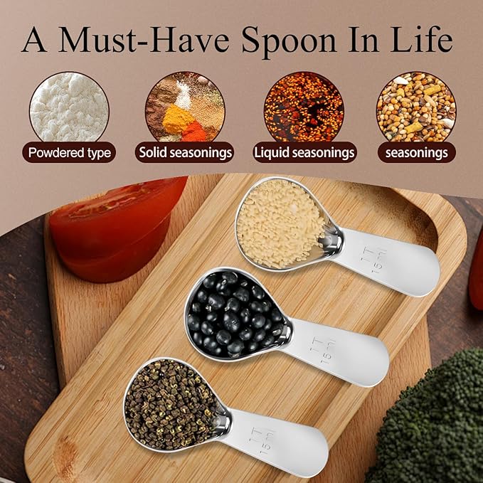 Stainless Steel Coffee Scoop Set - 3 Pc Measuring Spoons (1 Tbsp & 2 Tbsp Scoop) for Ground Coffee, Tea, Sugar Or Flour, Short Handles