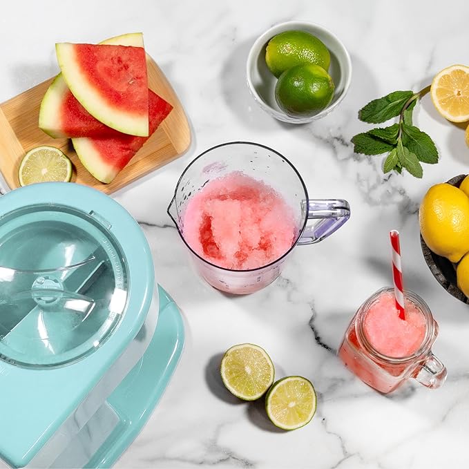 Nostalgia Retro 40-Ounce Frozen Beverage Station - Slushie Machine and Ice Shaver with Automatic Mixing for Soda, Cocktails and Margaritas - Easy & Safe Use - Aqua