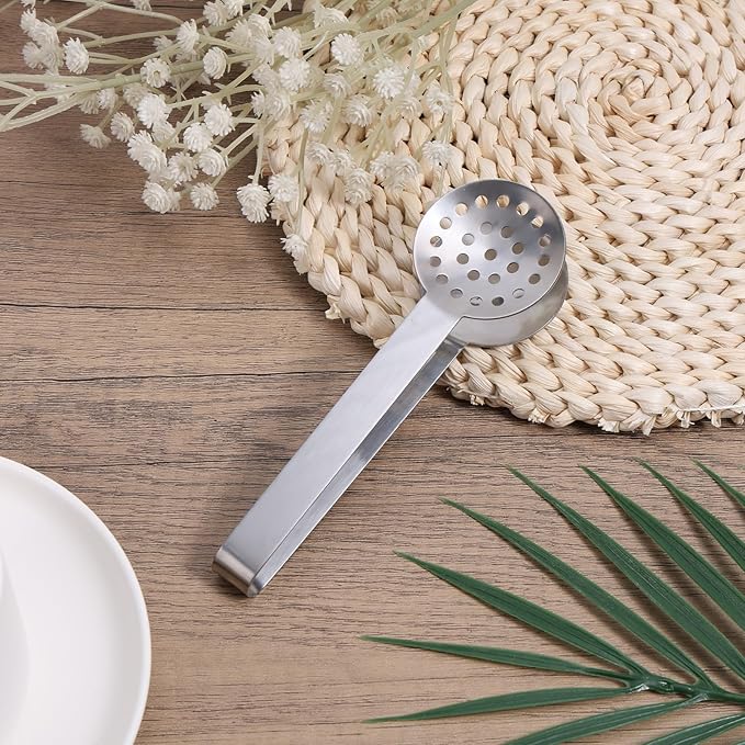 Tea Bag Squeezer Tongs, Stainless Steel Teabag Strainer Dispenser Gripper Picker Accessories for Tea Drinkers Gifts (Silver)