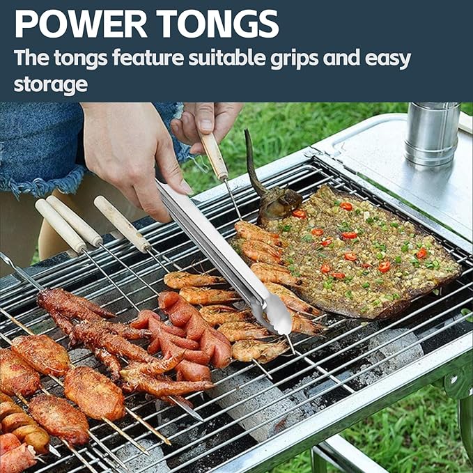Heavy Duty Grill Tools Set Multi-Function Grill Set Accessories BBQ Set Premium Stainless Steel Spatula Fork & Tongs, Barbecue Utensils Tool Kit Gift for Men Women Grilling Lover Outdoor