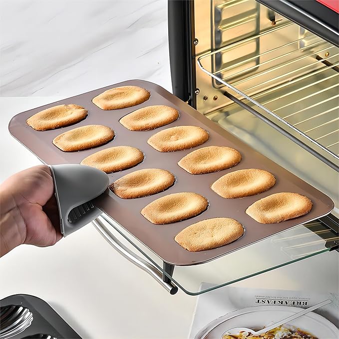Madeleine Pans for Baking (2-Pack) 12 cup Madlen Mold Makes Shell Shape Cake Cookies Nonstick Carbon Steel Madeline Tray for Oven Gold