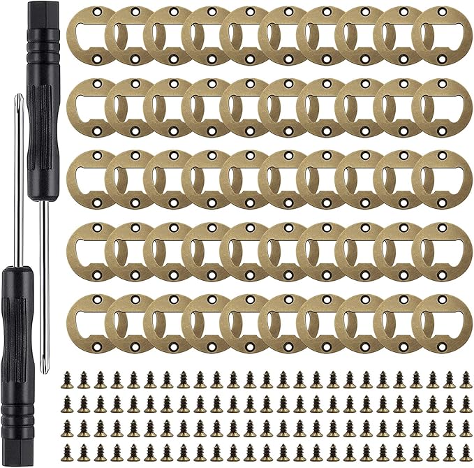 50 Set DIY Bottle Opener Inserts - Stainless Steel Metal Insert Kits - Bronze Resin Finish - Beer Bottle Opener DIY Hardware