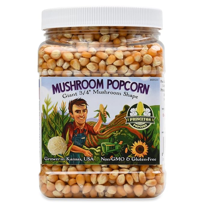 Princeton Popcorn Signature Easy Pop™ Mushroom Popcorn Kernels – New 2026 Ultra-Premium Variety, Pops Large & Round, Easy-Popping with Fewer Hulls, Non-GMO, No Glyphosate, Farmer-Direct, Made in USA (32 oz)