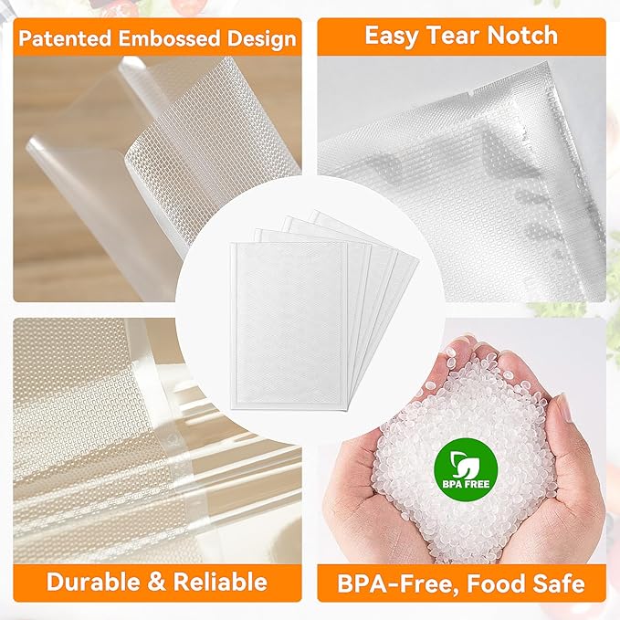 Wevac Vacuum Sealer Bags – 100 Count (6″×10″ & 8″×12″), Heavy-Duty BPA-Free Food Storage Bags, Puncture-Resistant, Freezer & Sous Vide Safe, Compatible with All Vacuum Sealers