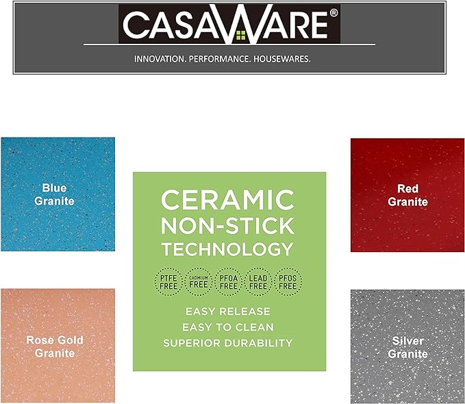 casaWare Fluted Cake Pan 9.5-inch (10-Cup) Ceramic Coated NonStick (Silver Granite)