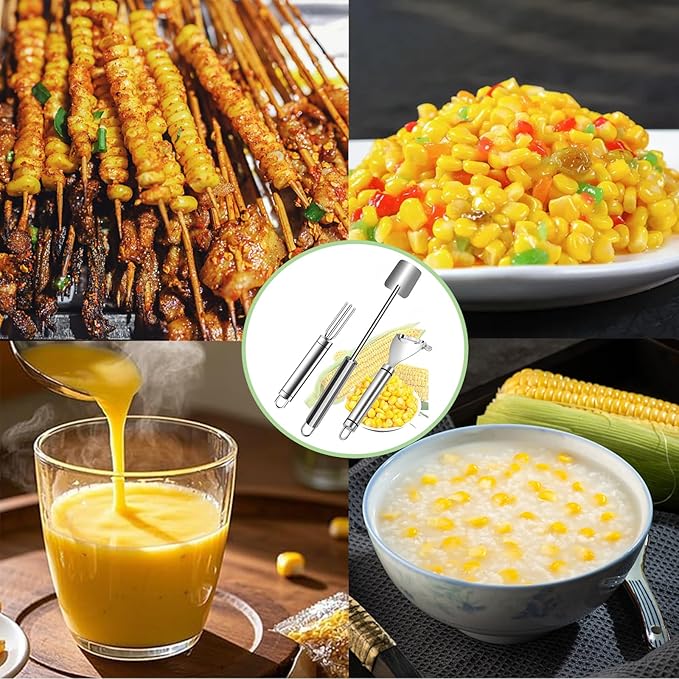 Corn Peeler 3PCS Stainless Steel Corn Stripper, 2025 Upgraded Corn Cob peelers, Corn Peeler for Corn on the Cob, Safe Durable Kitchen Tools for Home, BBQ & Restaurant Use