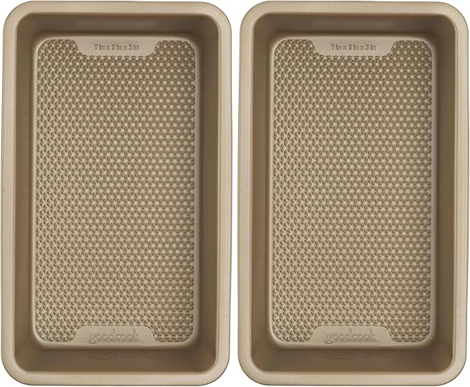 GoodCook BestBake Nonstick Textured Carbon Steel Loaf Pan, 9" x 5", Bronze (Pack of 2)