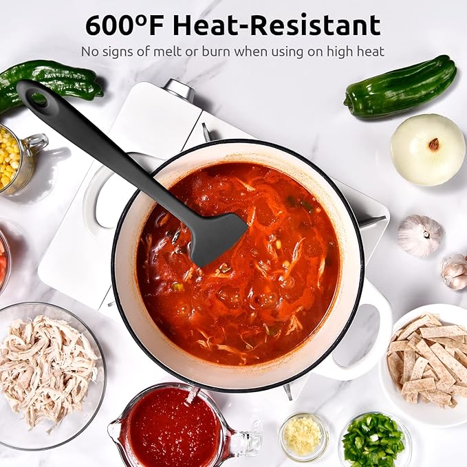 U-Taste 14in Extra Large Flexible Silicone Spatula with 600ºF Heat Resistance, and Upgraded Measuring Cups and Spoons Set of 12 with Reinforced Welded Handle (Black)