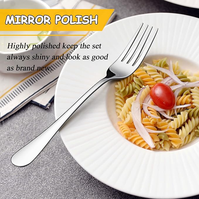 LIANYU 60-Piece Silverware Flatware Set for 12, Stainless Steel Cutlery Set, Kitchen Restaurant Tableware, Mirror Finished, Dishwasher Safe