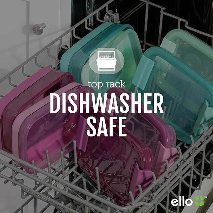 Ello 2-Pack Lunch Stack Plastic Food Storage Container Bento Box with Airtight, Leak-Proof Locking Plastic Lids and Silicone Base, BPA-Free, Freezer, Microwave, and Dishwasher Safe, Mint Chip