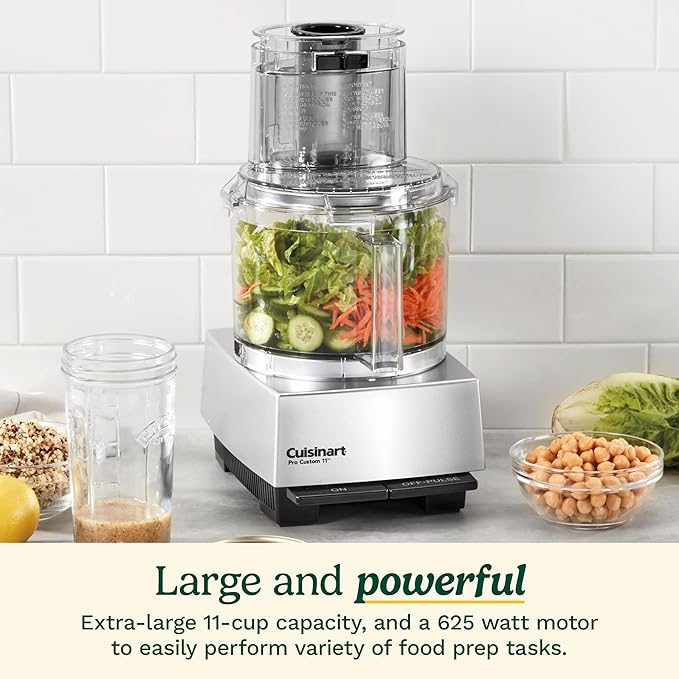 Cuisinart Food Processor, Dishwasher Safe 11-Cup Food Processor with Slicing & Shredding Discs, Cuisinart Pro Custom 11 Stainless Steel Electric Chopper & Kitchen Food Processor, Chrome, DLC-8SBCYP1