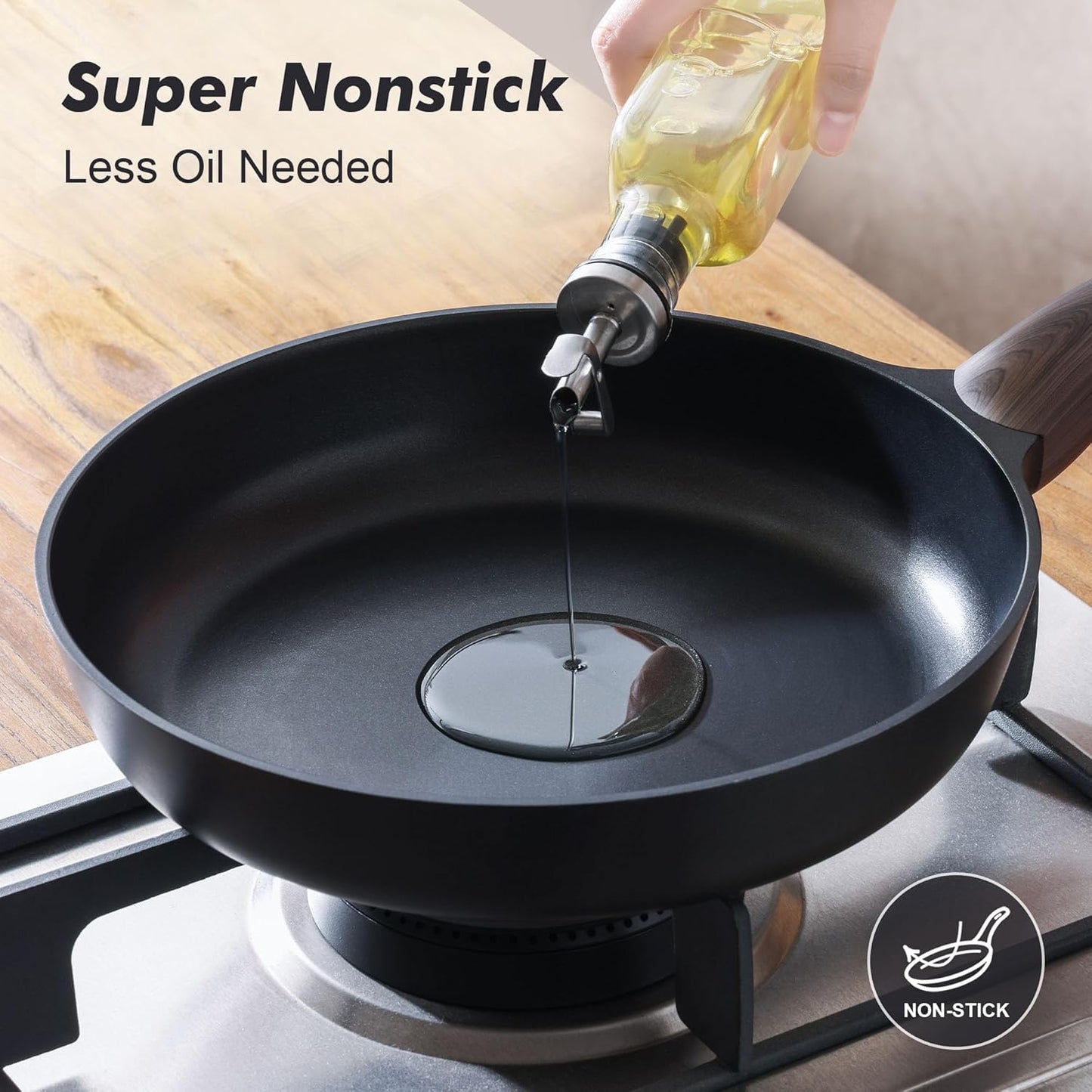 SENSARTE Nonstick Frying Pan Skillet 9.5Inch Non Stick Egg Pan Omelette Pans, Healthy Kitchen Cooking Chef's Pan, Free of Intentionally Added PFOA/PFOS, Induction Compatible, Black
