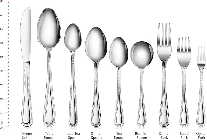 New Star Foodservice 58581 Steel Bead Pattern Serving Spoon, 7.8-Inch Set of 12