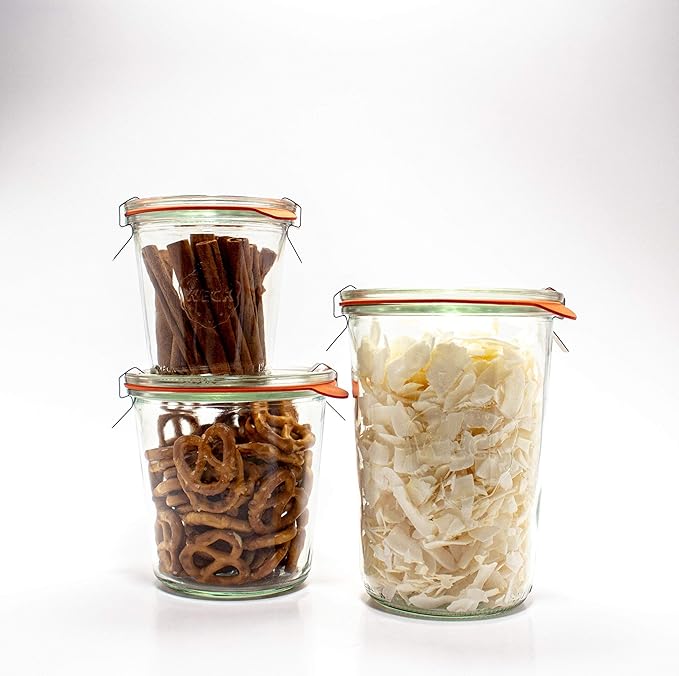 WECK Canning Jars 742 Mold Jars made of Transparent Glass - Eco-Friendly Canning Jar - Storage for Food, Yogurt with Air Tight Seal and Lid - 1/2 Liter Tall Jar Set - (2 Jars)