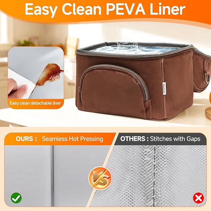 Lunch Box with Ice Packs, Waxed Canvas Lunch Bag for Men, 10.5L Leakproof Insulated Lunch Cooler for Men Work, Dual Compartment Soft Cooler for Work, Camping, Beach & Road Trips