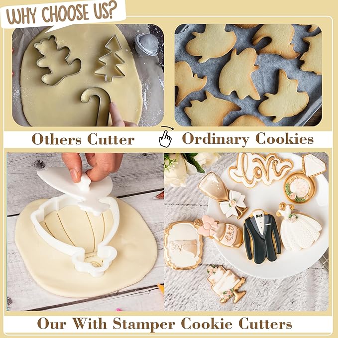 Love Cookie Cutters Wedding Cutter Molds Heart 3.5" with Plunger Stamps Baking Dough Tools Cake Shapes PLA Accessories for Birdesmaid Decorative Party Kitchen Supplies
