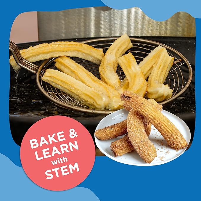 BāKIT Box Churros Baking Kit for Kids, Authentic Mexican Dessert with Printed Recipe & Activity Guide, Fun STEM Learning Gift for Ages 5–12, Homeschool & Family Cooking Set