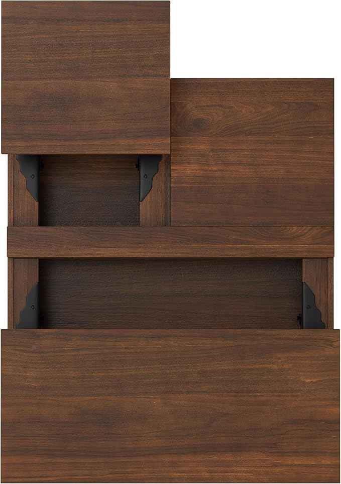SIMPLIHOME Hunter Lift Top Coffee Table - 32 inch Wide Walnut Veneer and Metal Industrial Square Cocktail Table, Living Room Table with Dual Lift Tops, Hidden Storage and Hairpin Legs