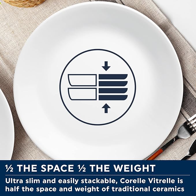 Corelle Dinnerware Set (12pc Set, Winter Frost White)-Dinner Set for 4 | 4 x Dinner Plates, Side Plates & Bowls