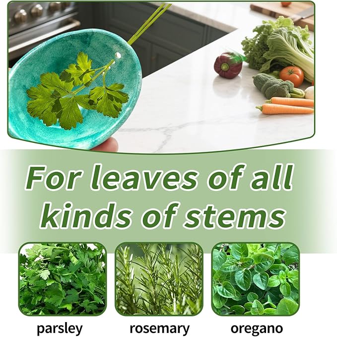 Herb Stripper, 4-Hole Design Pottery Herb Stripper,Handmade Ceramic Herb Stripper Bowl for Removing Leaves and Stems in the Kitchen (Celadon Glaze)