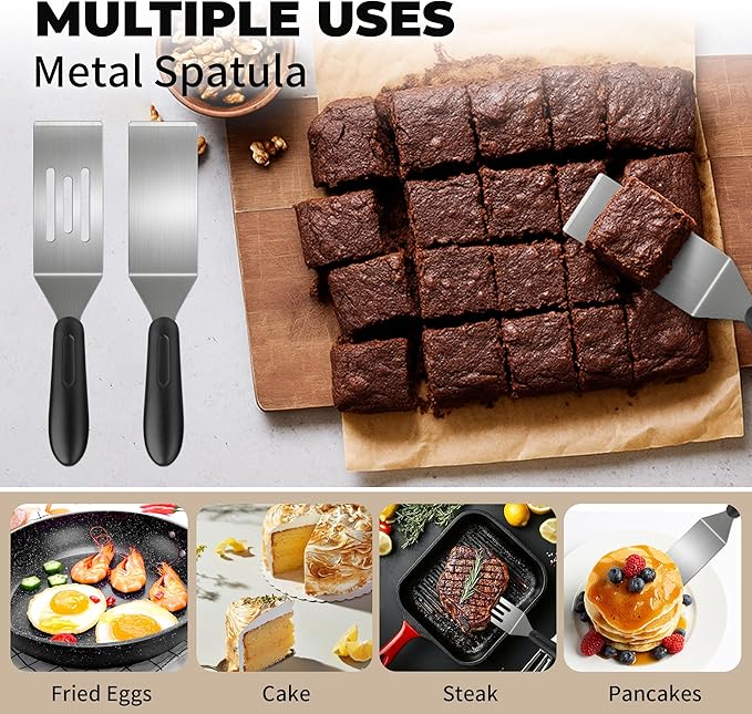 Small Spatula,Stainless Steel Spatula,Metal Spatula for Cooking with Heat Resistant Handle,Metal Spatulas for kitchen use for Pancakes、Lasagna、Brownies、Cake and Cookie