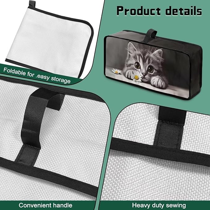 Toaster Cover 2 Slice Grey Cat Slim 2 Slice Toaster Cover Easy to Fold and Carry, Heat-Resistant Dustproof Dust Covers for Toasters Long Slot, Machine Washable
