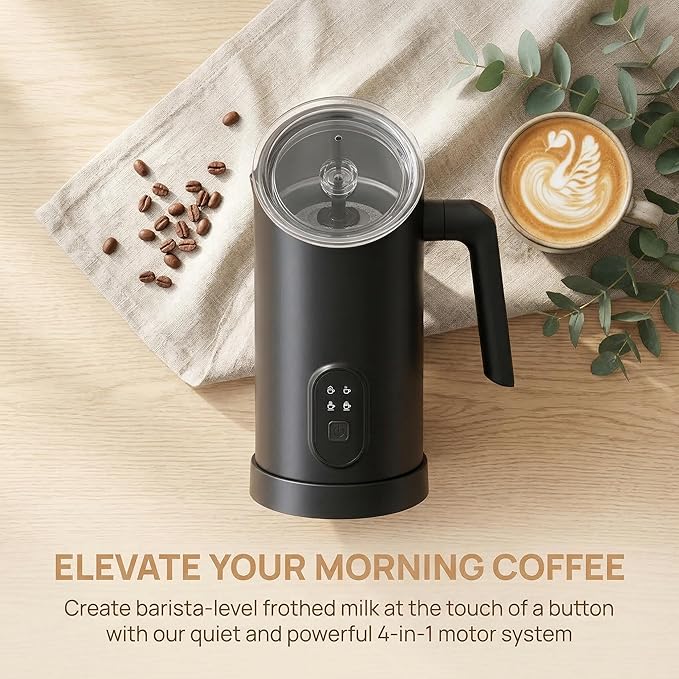 Electric Milk Frother and Steamer, 350ml 4 Modes Hot & Cold Foam Maker, 304 Stainless Steel Automatic Milk Warmer for Coffee Latte Cappuccino Macchiato, Auto Shut-Off Milk Heater for Home Kitchen