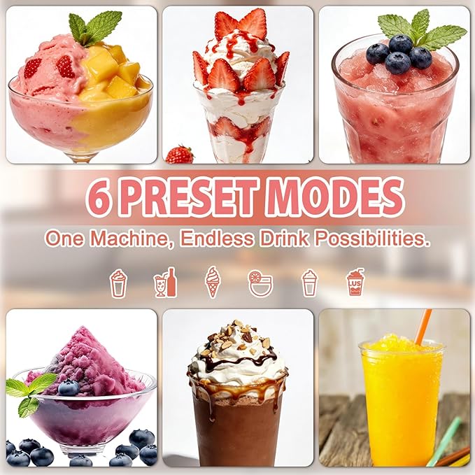 Slushie Machine for Home - 88oz Frozen Drink Maker Slushy Machine, 2-In-1 Soft Ice Cream Maker, 6 Preset Programs| Slushie, Cocktails, Frappés, Ice Cream, Smoothies, Milkshakes (Screen Version）