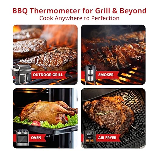 Grill Sync Digital Meat Thermometer Digital Wireless Dual Sensor Bluetooth BBQ Thermometer for Grill, Cooking Smoking, Oven Waterproof Meat Probe with USB-C Charging Case, App-Controlled, 165FT Range
