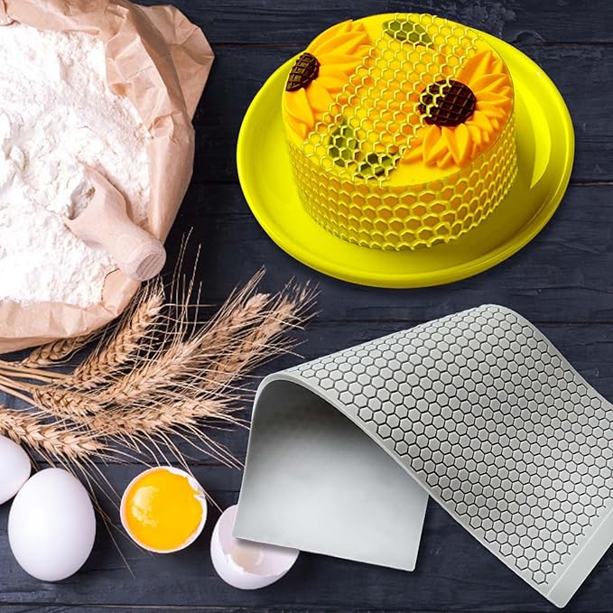 A whole Honeycomb Mold,Tuile Mold-Silicone Honeycomb Baking Molds,Honey comb Silicone Fondant 3D Beehive Molded Candy,Chocolate Molds Set Sugar Bees for Cake Decorating