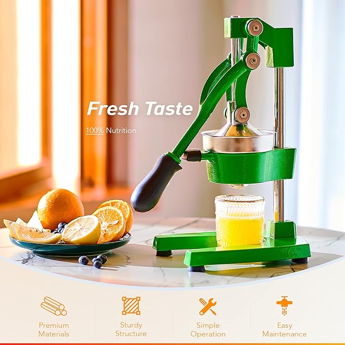 CO-Z Manual Citrus Juicer, Professional Orange and Lemon Juice Maker, Easy to Clean, Green