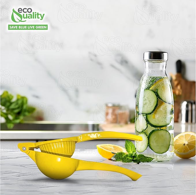 EcoQuality Heavy Duty Handheld Yellow Citrus Juice Squeezer Premium Lemon, Lime & Orange Press for Maximum Extraction Easy to Use, Durable and Rust Resistant Metal Manual Juicer (4)