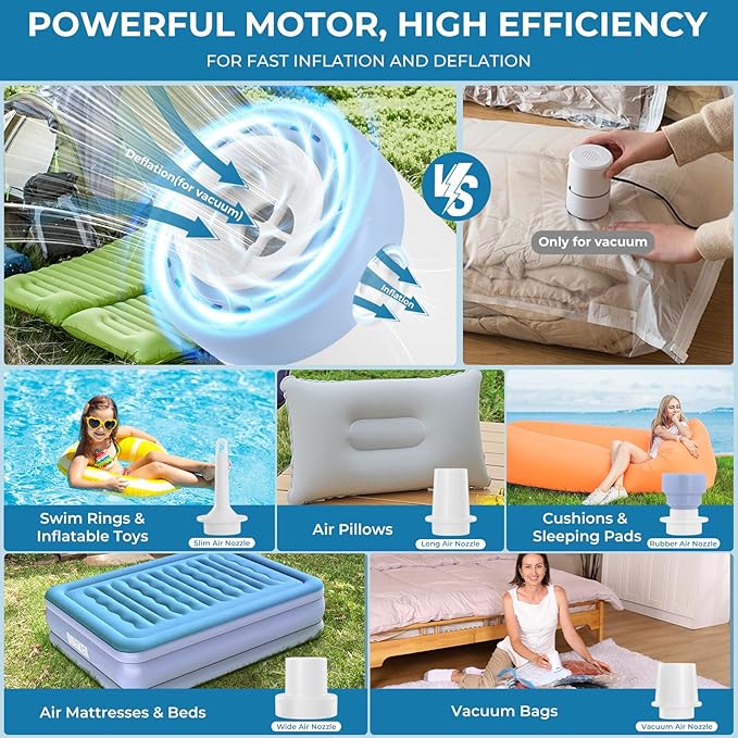 Vacuum Seal Bags for Clothing,10 Jumbo Vacuum Storage Bags with Rechargeable Air Pump,Space Saver Bags for Clothes,Travel Luggage,Blanket,Bedding,Pillows,Comforters