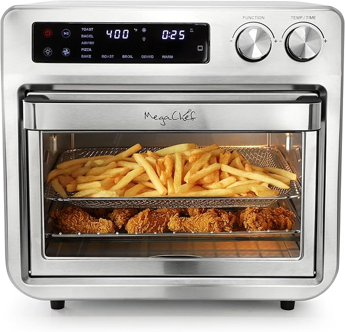 MegaChef 25 Quart Digital Electric Multi-Function Air Fryer and Counter Top Oven with Broil, Bake & Toast