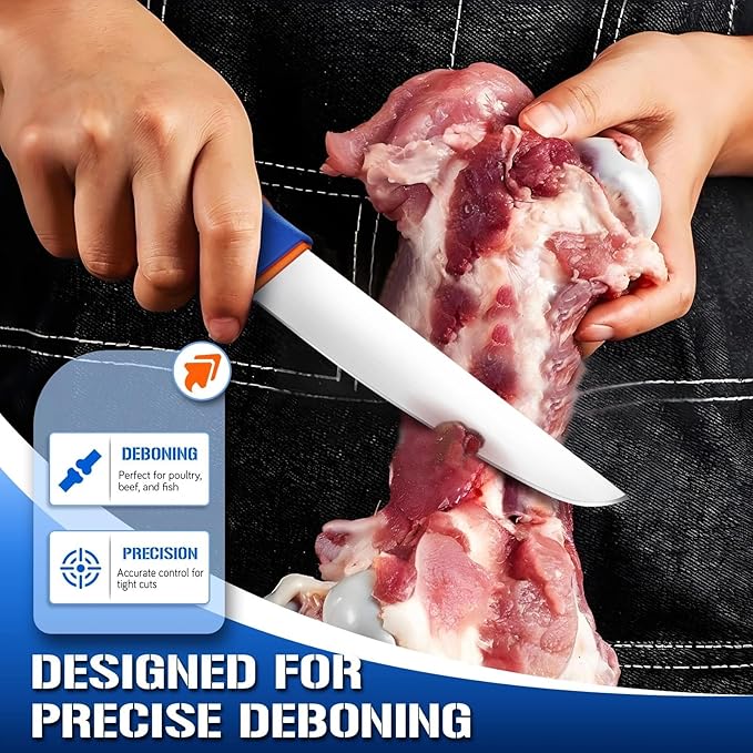 DRAGON RIOT Boning Knife 6 Inch,Ultra Sharp German Stainless Steel,Professional Meat Trimming Knife with Ergonomic Anti-Slip Handle,Ideal for Butchering, Trimming, Fish, Poultry