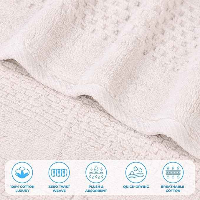 Superior Playa Zero Twist Cotton Medium Weight Towels, for Guest Bath, Bathroom, Shower, Spa, Plush, Quick Dry, Ultra-Soft Towels, Bath Essentials, Waffle Textured, 3 Piece Assorted Towel Set, Silver
