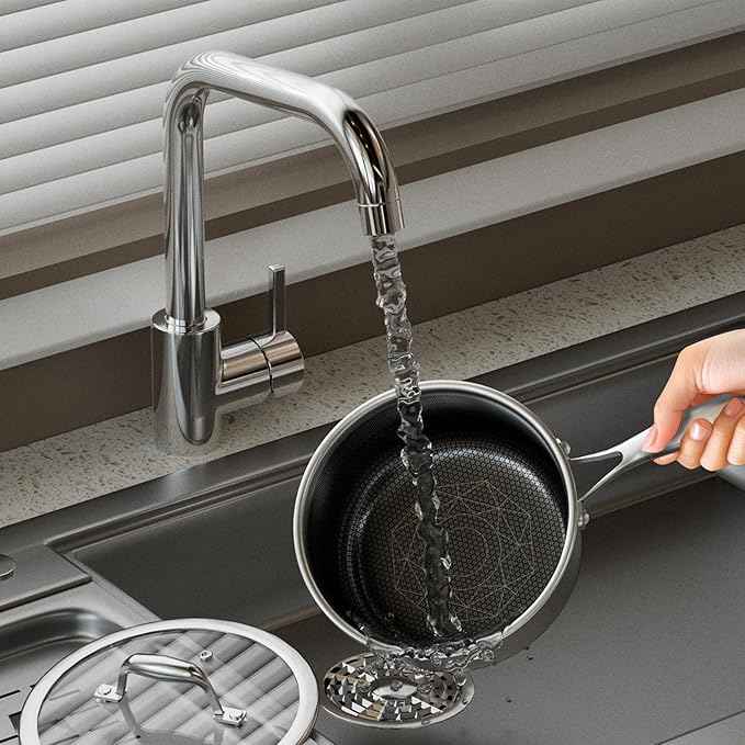 COOKER KING Stainless Steel 6 Pcs Pots Set, 1.5 & 2QT Saucepan and 5-Quart Pots with Lids, Non Stick, Non Toxic, Stay-Cool Handles, Induction, Oven, Dishwasher Safe