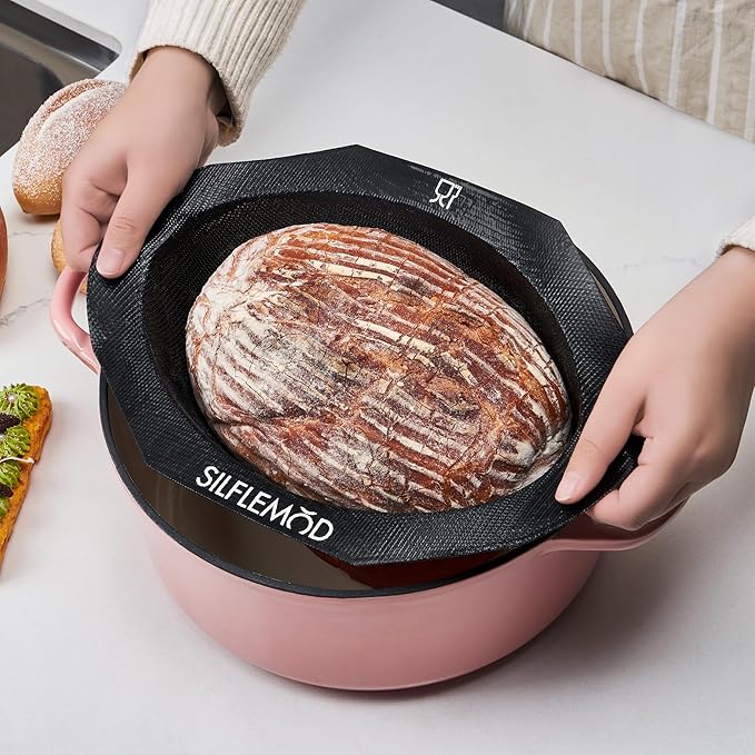 Silicone Peforated Sourdough Bread Bakling Mold - Perfect Oval Silicone Bread Sling for Dutch Oven - Cast Iron Pot Liner for Bread Baking
